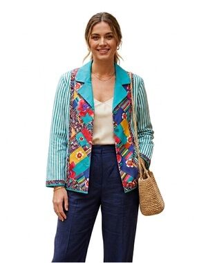 Koos silk reversible colorful jacket size medium